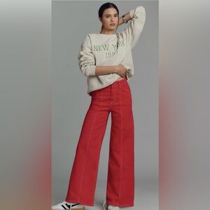 Maeve by Anthropologie Delaney Clean Seemed High Waisted Wide Leg Jeans